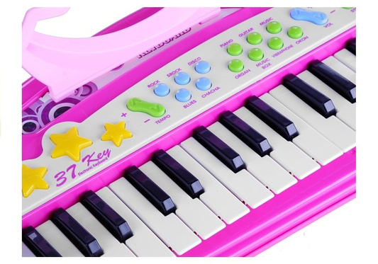 Keyboard Organki 37 Klawiszy MP3  Mikrofon Różowe