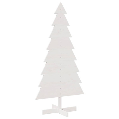 Drewniana choinka do udekorowania, biała, 150 cm, sosnowa