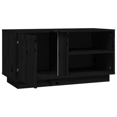 Szafka pod TV, czarna, 80x35x40,5 cm, lite drewno sosnowe vidaXL