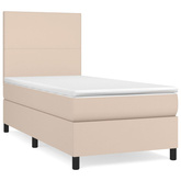 vidaXL Łóżko kontynentalne z materacem, cappuccino, ekoskóra 90x190 cm wariant 5