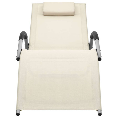 vidaXL Leżaki, tworzywo textilene, 2 szt., kremowo-szare