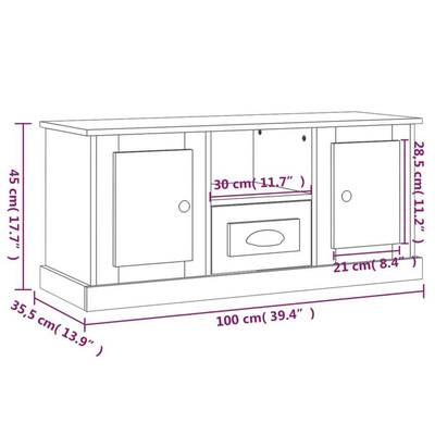 Szafka pod TV, przydymiony dąb, 100x35,5x45 cm vidaXL
