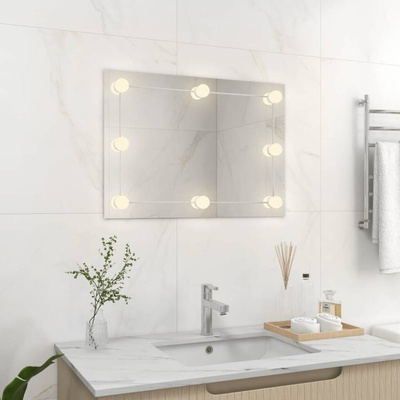 Lustro ścienne z lampkami LED, bez ramy, prostokątne, szklane vidaXL