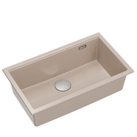 Zlewozmywak granitowy LOGAN 110 – jednokomorowy, podwieszany, pearl beige/elementy stalowe, Quadron