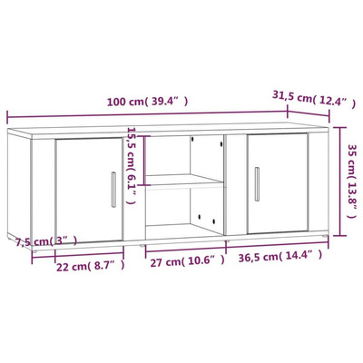 vidaXL Szafka pod TV, dąb sonoma, 100x31,5x35 cm