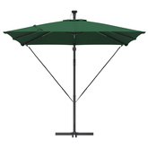 Parasol plażowy z paskami LED Zielony 249 x 249 x 250 cm