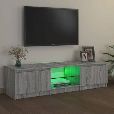 vidaXL Szafka pod TV, z LED, szary dąb sonoma, 140x40x35,5 cm