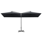 Podwójny parasol ogrodowy, stalowy słupek, antracyt, 600x300 cm