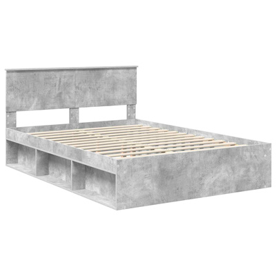 Ramka łóżka Betonowy 140 x 190 cm Lite drewno sosnowe