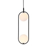 Lampa wisząca CORDEL elegancka - czarna z białymi kloszami kulkami - nowoczesne oświetlenie salonu 2x G9 LED