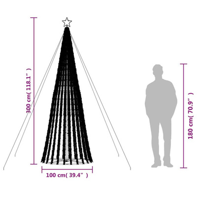 vidaXL Stożkowa choinka z lampek, 688 niebieskich LED, 300 cm