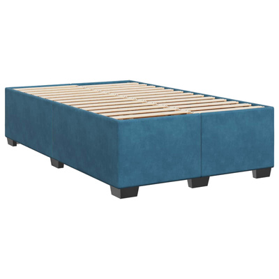 Łóżko Box Spring z materacem i LED niebieski 120 x 200 cm Welur