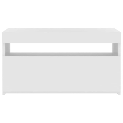 Szafka TV z oświetleniem LED, biała, wysoki połysk, 75x35x40 cm