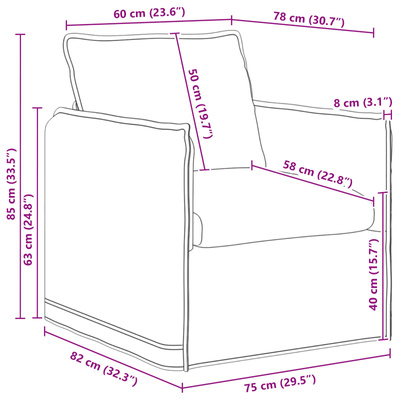 Sofa Czarny 75 x 82 x 85 cm tkanina