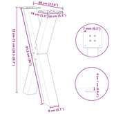Nogi do stołu jadalnego w kształcie litery X 2 szt. Czarne 60x(72-73) cm Stal