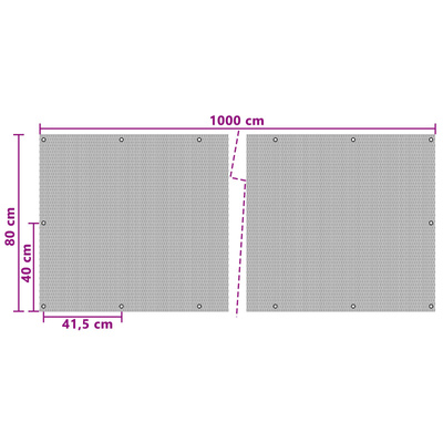 Ekran Balkonowy z Oczkami 1000 x 80 cm polirattan antracytowy