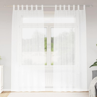Firany Voile z zasłonami 2 pcs Biały 245 x 140 cm Poliester