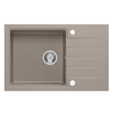 Zlewozmywak granitowy PETER 111 – jednokomorowy, wpuszczany, soft taupe/elementy stalowe, Quadron