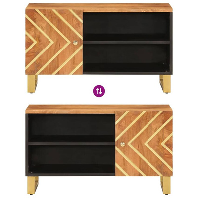 vidaXL Szafka pod TV, brązowo-czarna 80x31,5x46 cm, lite drewno mango