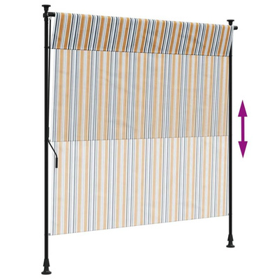 vidaXL Roleta zewnętrzna, żółto-biała, 150x270 cm, tkanina i stal