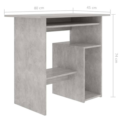 vidaXL Biurko, betonowa szarość, 80x45x74 cm, materiał drewnopochodny