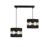 Lampa wisząca z abażurami Pandy czarna podwójna do salonu E27