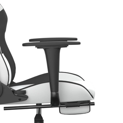 vidaXL Masujący fotel gamingowy z podnóżkiem, biało-czarny model standard