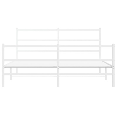 Metalowa rama łóżka z wezgłowiem i zanóżkiem, biała, 150x200 cm