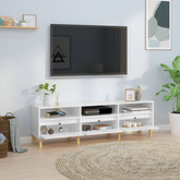 vidaXL Szafka pod TV, wysoki połysk, biała, 150x30x44,5 cm