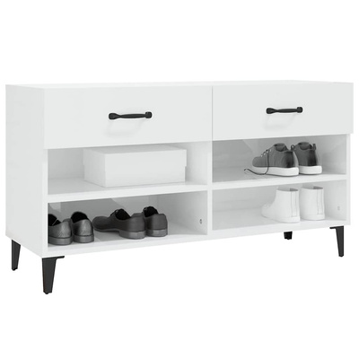 Szafka na buty, wysoki połysk, biała, 102x35x55 cm