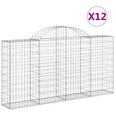 Kosze gabionowe, 12 szt, 200x30x100/120cm, galwanizowane żelazo