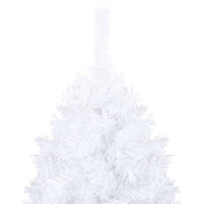 Sztuczna choinka z lampkami i bombkami, biała, 210 cm, PVC vidaXL
