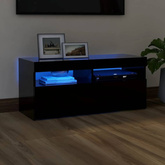 Szafka pod TV z oświetleniem LED, czarna, 90x35x40 cm vidaXL