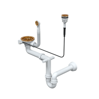 Odpływ PUSH TO OPEN 3 1/2" z syfonem 1-komorowy miedź (GRANIT-pionowy) save space, przycisk okrągły miedź