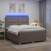 Łóżko z box spring LED z materacem Ciemnoszary 140 x 190 cm