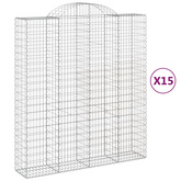 Kosze gabionowe, 15 szt, 200x50x220/240cm, galwanizowane żelazo