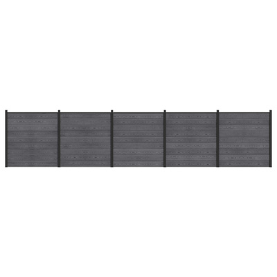 Zestaw ogrodzeniowy 5 szt. 872 x 186 cm WPC i aluminium Szary