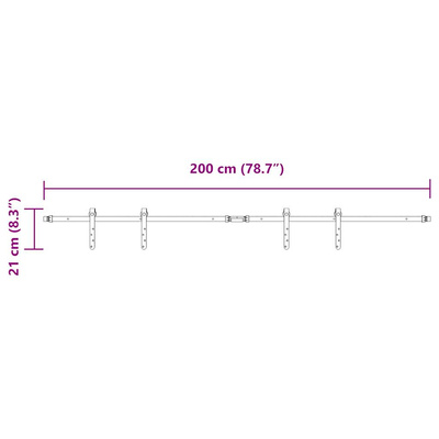 System do drzwi przesuwnych do mebli, 200 cm, stal węglowa model standard