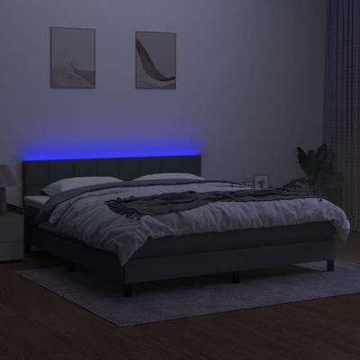 vidaXL Łóżko kontynentalne z materacem, ciemnoszara tkanina, 160x200cm wariant 10