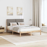 Rama łóżka Brązowy i taupe 150 x 200 cm Lite drewno sosnowe