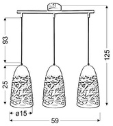 Lampa wisząca biała 3xE27 59cm SABRIN 33-54876