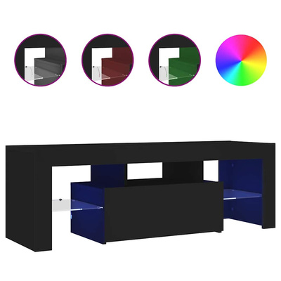 Szafka pod TV z oświetleniem LED, czarna, 120x35x40 cm