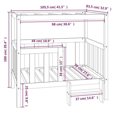 vidaXL Legowisko dla psa, 105,5x83,5x100 cm, lite drewno sosnowe