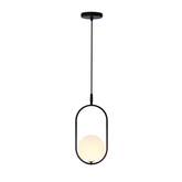 Lampa wisząca CORDEL elegancka - czarna z białym kloszem kulką - nowoczesne oświetlenie salonu i łazienki 1x G9 LED