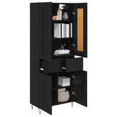 Highboard Czarny Dąb 69,5 x 34 x 180 cm Drewno inżynieryjne