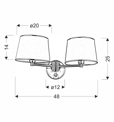 Ibis Lampa Kinkiet Satynowy 2X40W E14 Abażur Grafitowy