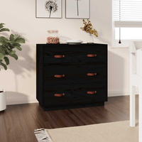 vidaXL Komoda, czarna, 80x40x75 cm, lite drewno sosnowe