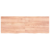 Półka, brązowa, 140x50x(2-4) cm, lakierowane lite drewno dębowe