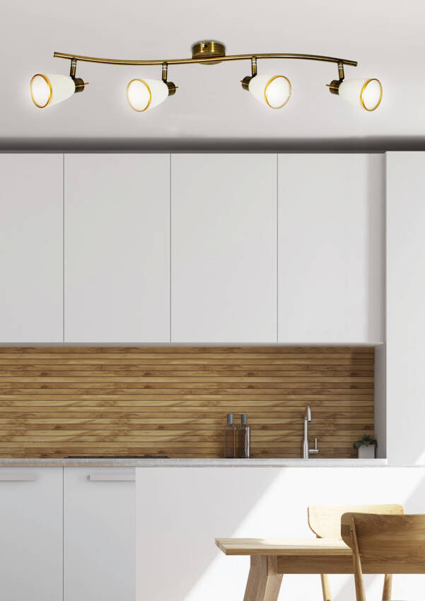 Lampa sufitowa Regent listwa ze szklanymi kloszami regulowana 4-punktowa do salonu