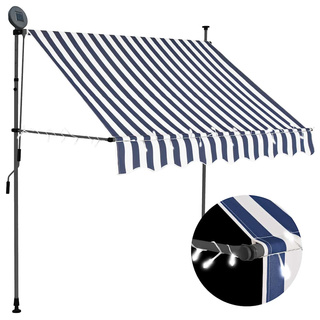 vidaXL Ręcznie zwijana markiza z LED, 200 cm, niebiesko-biała